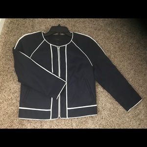 NWOT cropped J Crew jacket with white piping